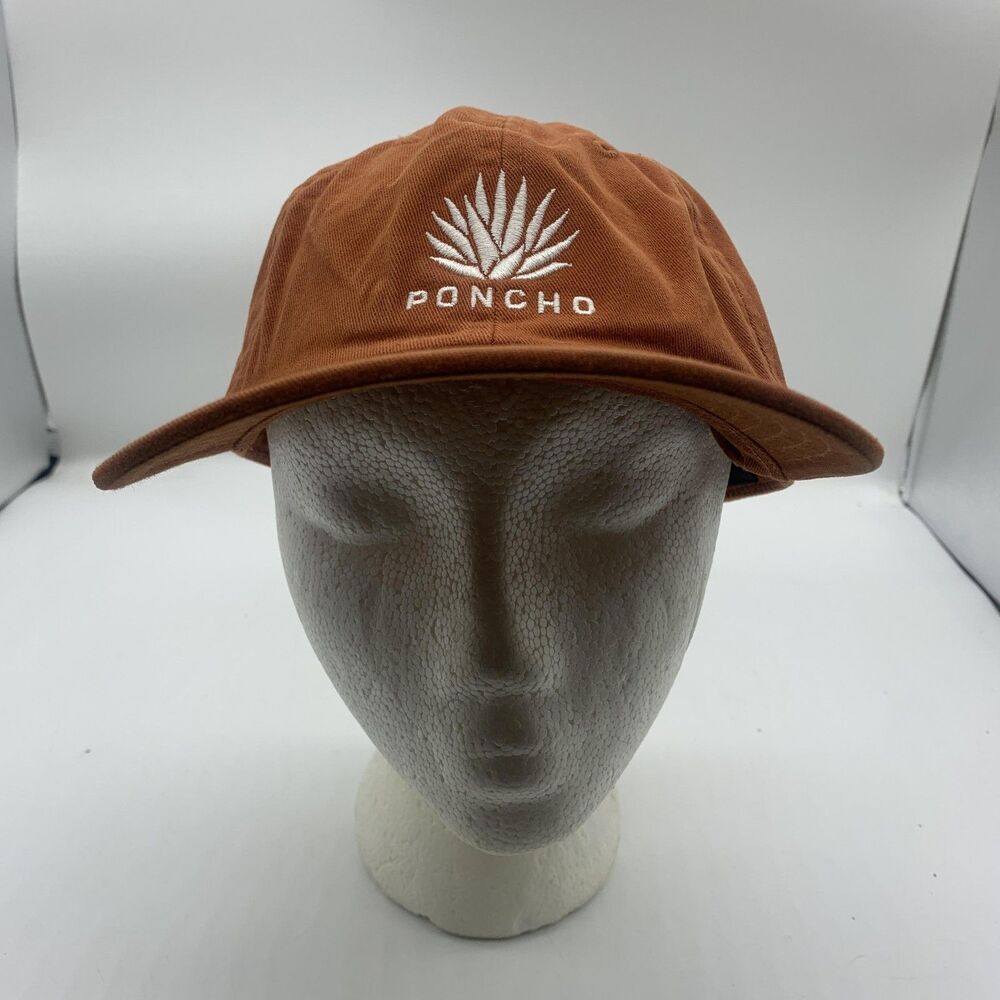 Poncho Outdoors Hat Cap Baseball Strap Back One Size Mens Orange Cotton Twill